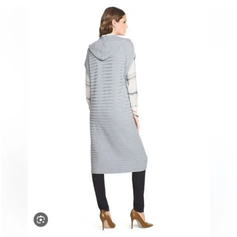 WHBM Sleeveless Hooded Duster Cardigan Vest Gray XS NWOT $100 - Picture 5 of 10